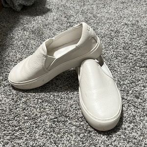 White Leather slip on ugg platform sneakers